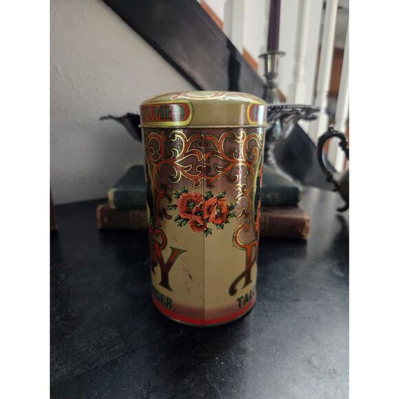 Daher Poppy Talcum Powder Tin 6" Made in England Victorian Art Nouveau Style - Picture 6 of 10